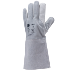 Gants dos en croûte de cuir bovin paume fleur manchette de 15 cms taille 10