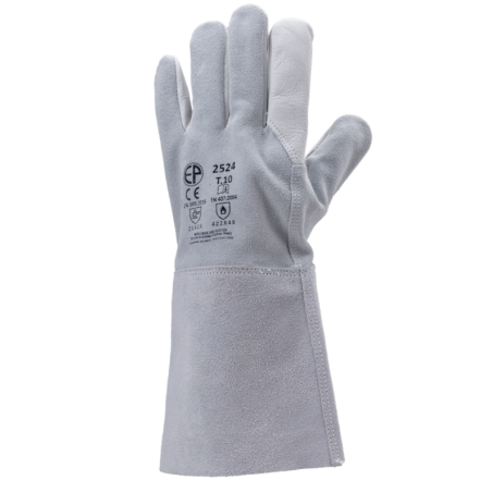 Gants dos en croûte de cuir bovin paume fleur manchette de 15 cms taille 10