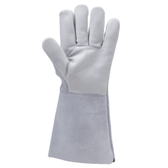 Gants dos en croûte de cuir bovin paume fleur manchette de 15 cms taille 10
