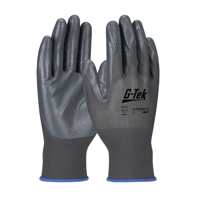 Gants tricotés POLYAMIDE gris enduction NITRILE gris de taille 7 à taille 11