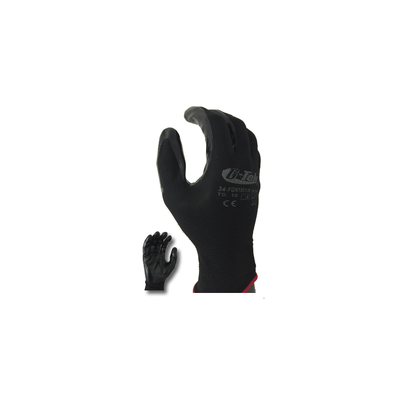 Gants NYLON tricotés enduit  NITRILE de taille 6 à taille 11