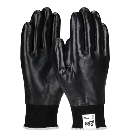 Gant tricoté polyester gris enduction complète nitrile noir de taille 8 à taille 11