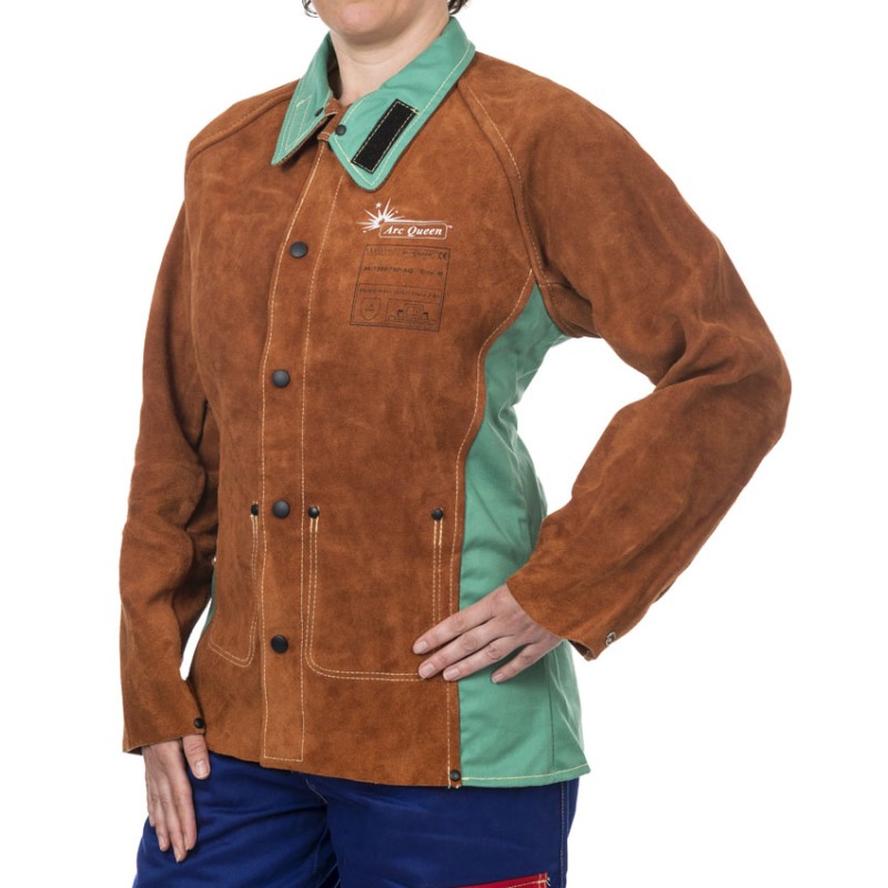 Veste de soudage en cuir pour femme avec dos proban de taille S à taille XL