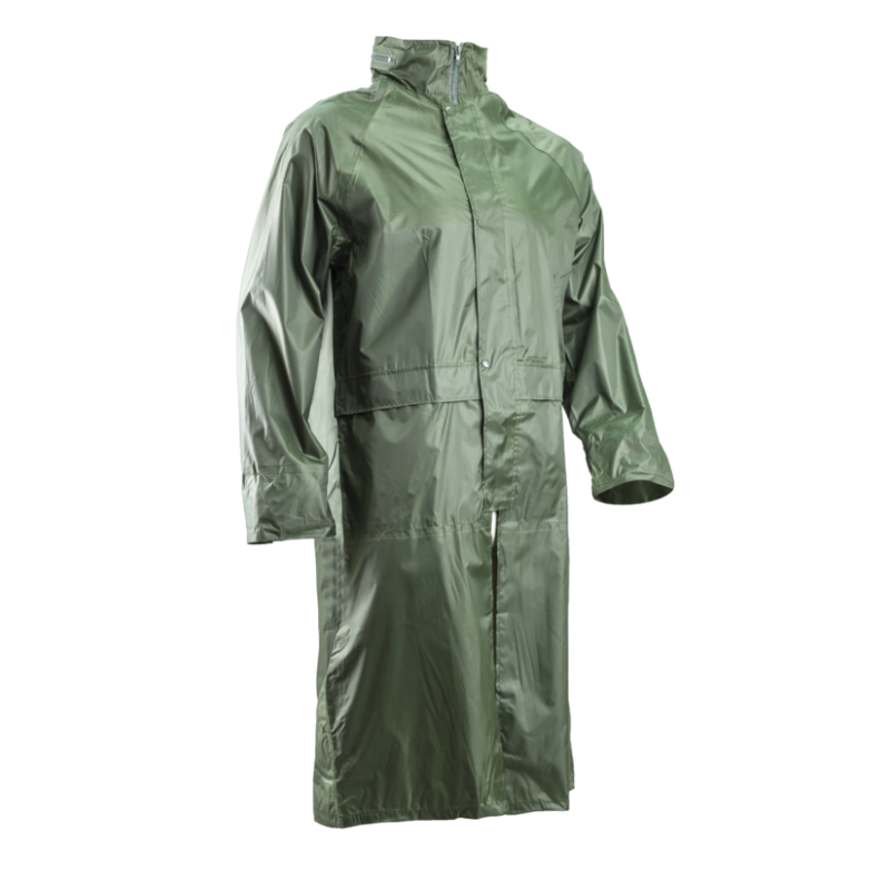 Manteau de pluie enduit PVC vert taille M à taille 3XL