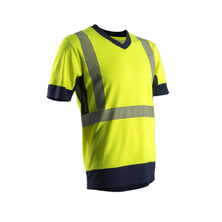 Tee shirt manches courtes haute visibilité jaune taille S à taille 3XL