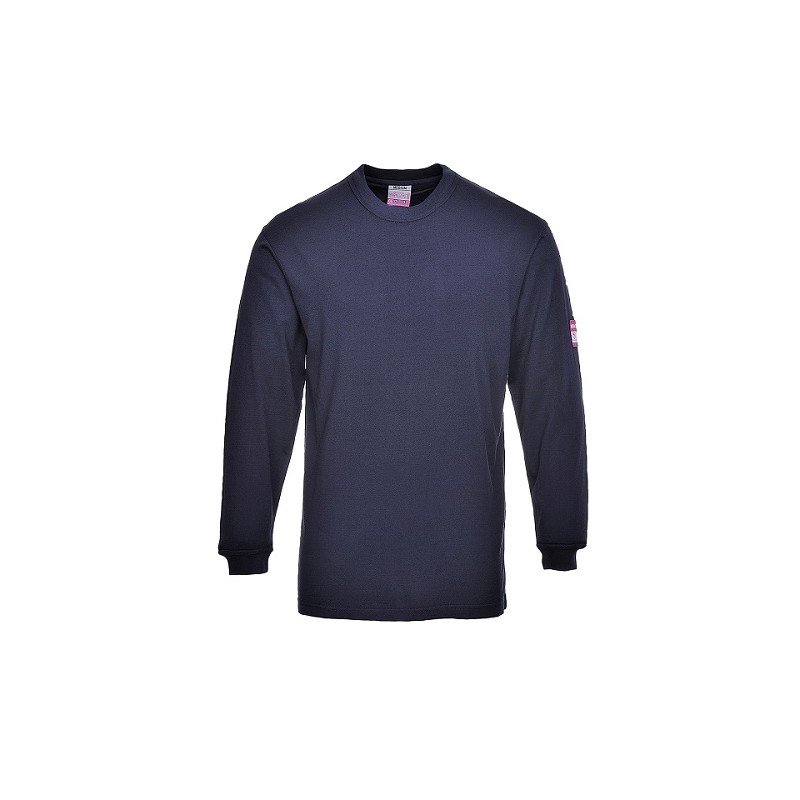 T-Shirt manche longue bleu marine résistant à la flamme et anti statique de taille S à taille 5XL