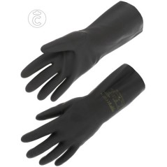 Gants LATEX noirs mixtes NEOPRENE floqué coton de taille 7 à taille 10