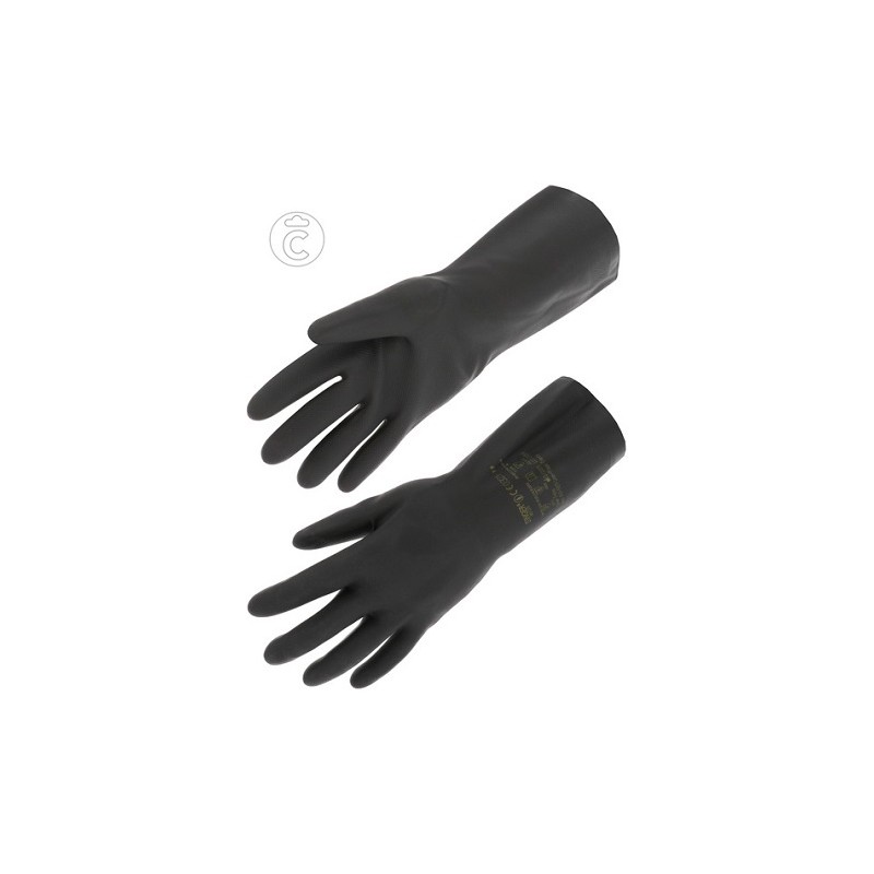 Gants LATEX noirs mixtes NEOPRENE floqué coton de taille 7 à taille 10