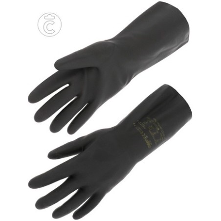 Gants LATEX noirs mixtes NEOPRENE floqué coton de taille 7 à taille 10