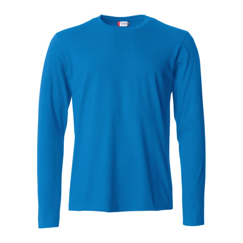 T-Shirt en coton avec manche longue en coton bleu roi de taille S à taille 4XL