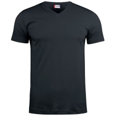 T-Shirt mixte avec col V en coton noir de taille S à taille 4XL