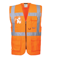 Gilet haute visibilité multipoches orange de taille S à 3XL