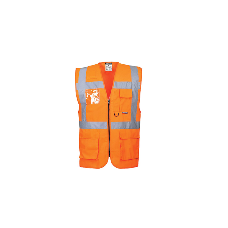 Gilet haute visibilité multipoches orange de taille S à 3XL