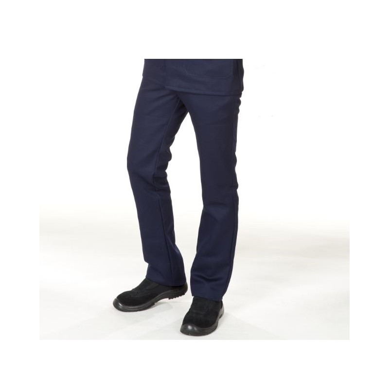Pantalon 100% coton ignifugé bleu marine de taille 0 à taille 6
