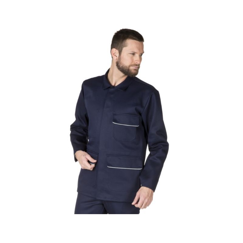 Veste 100% coton ignifugé bleu marine de taille 0 à taille 6