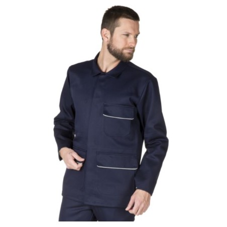 Veste 100% coton ignifugé bleu marine de taille 0 à taille 6
