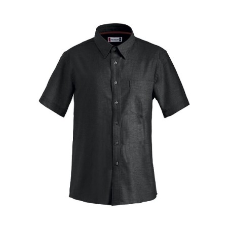 Chemise pour homme en coton noir avec manche courte CAMBRIDGE de taille S à taille 4XL