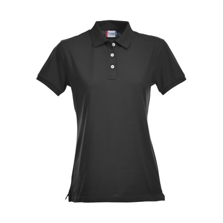Polo stretch pour femme de taille S à taille 2XL en noir