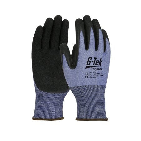 Gant anti coupure E POLYKOR bleu enduit en latex de taille 6 à taille 11