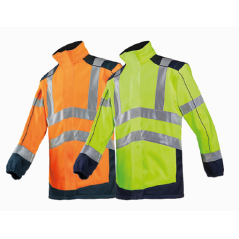 Veste SOFTSHELL haute visibilité jaune et bleu marine DRAYTON de taille S à 3XL