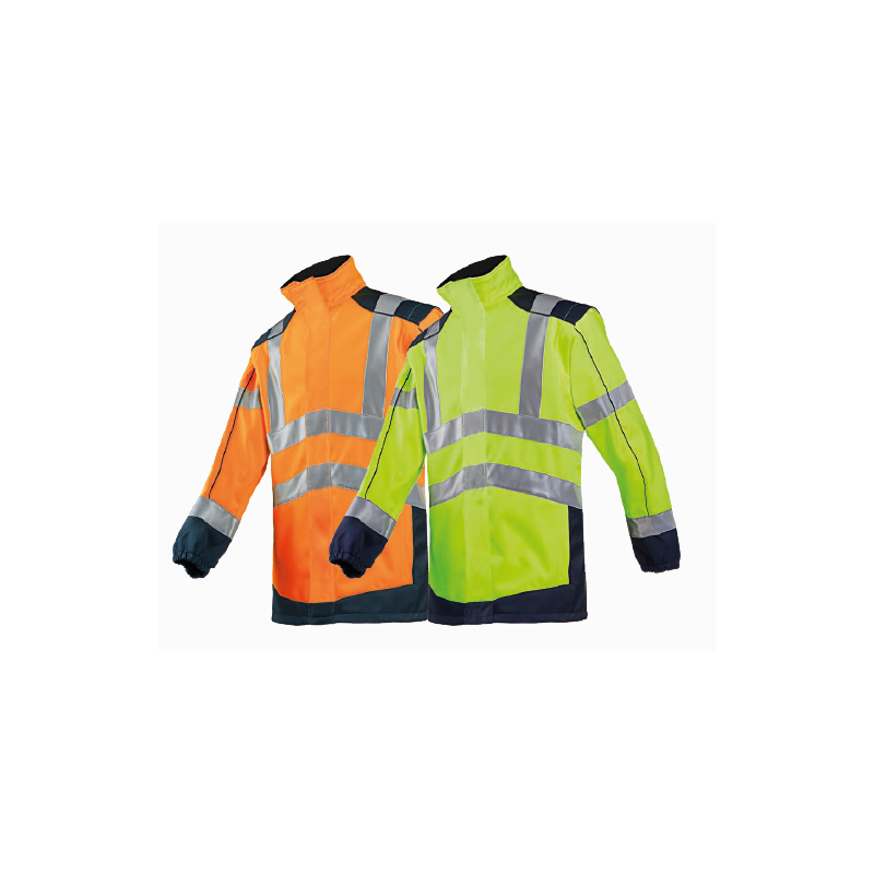Veste SOFTSHELL haute visibilité jaune et bleu marine DRAYTON de taille S à 3XL